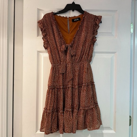 fab'rik Dresses & Skirts - Burnt Orange Fab'rik Dress with Tie in Front